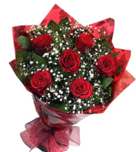 6 adet kırmızı gülden buket  Muş yurtiçi ve yurtdışı çiçek siparişi 