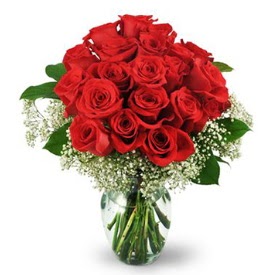 25 adet kırmızı gül cam vazoda  Muş çiçek , çiçekçi , çiçekçilik 