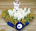 9 adet beyaz gül oyuncak  Muş internetten çiçek siparişi 