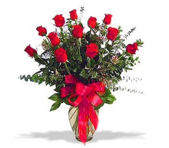 çiçek siparisi 11 adet kirmizi gül cam vazo  Muş online çiçek gönderme sipariş 