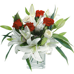 vazo içerisinde 4 gül 1 adet kazablanka  Muş online çiçek gönderme sipariş 